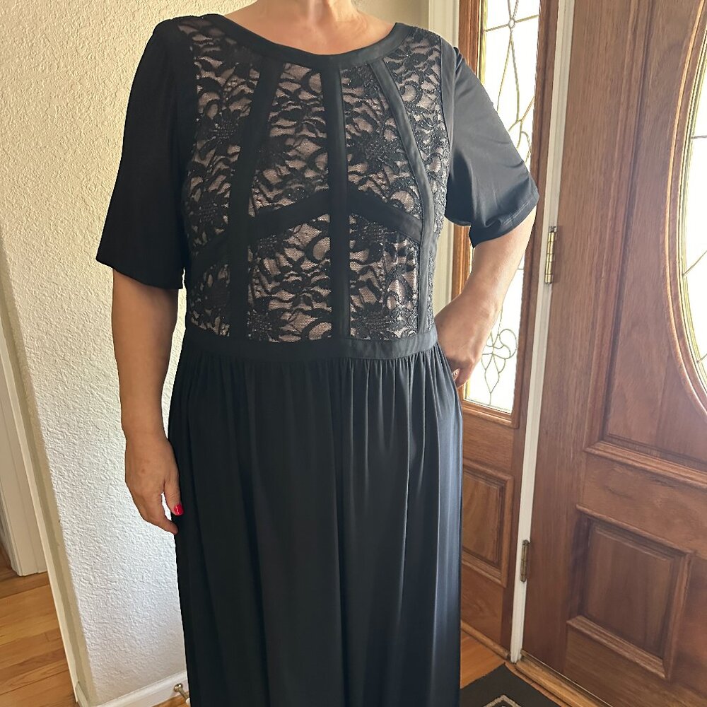 Women's Black Lace Nude Dress Size 22W